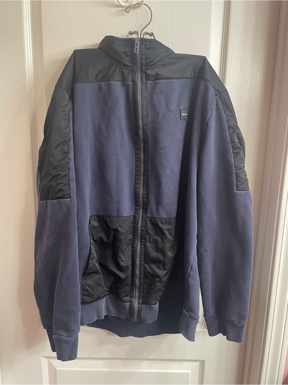 Calvin Klein Men XXL Blue Black Athletic Track Jacket Athleisure Sporty